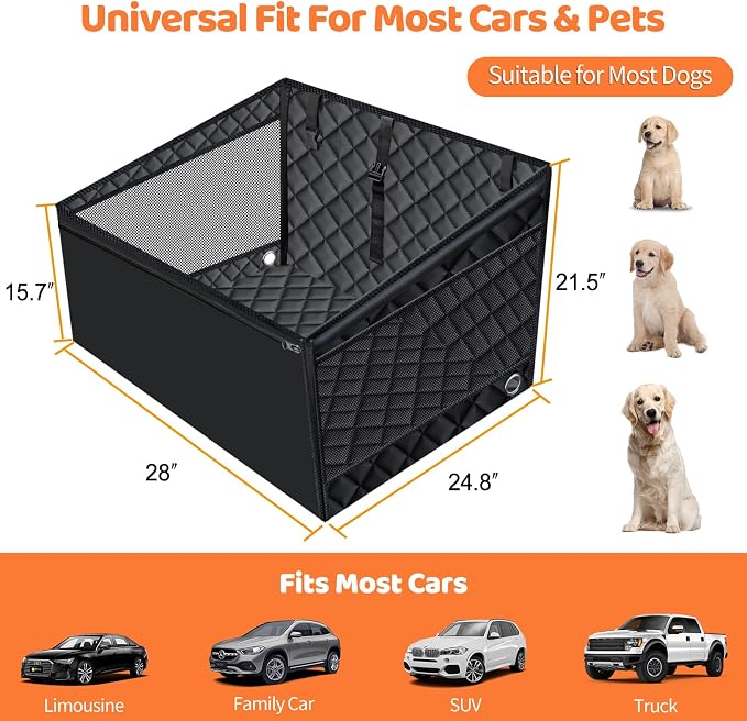 URPOWER Hard Bottom Dog Car Seat for Pets Waterproof Seat Cover Hammock with 3-Sided Hard Boards 600D Heavy Duty Scratch Proof Nonslip Durable Back Seat Covers for Cars, Trucks and SUVs
