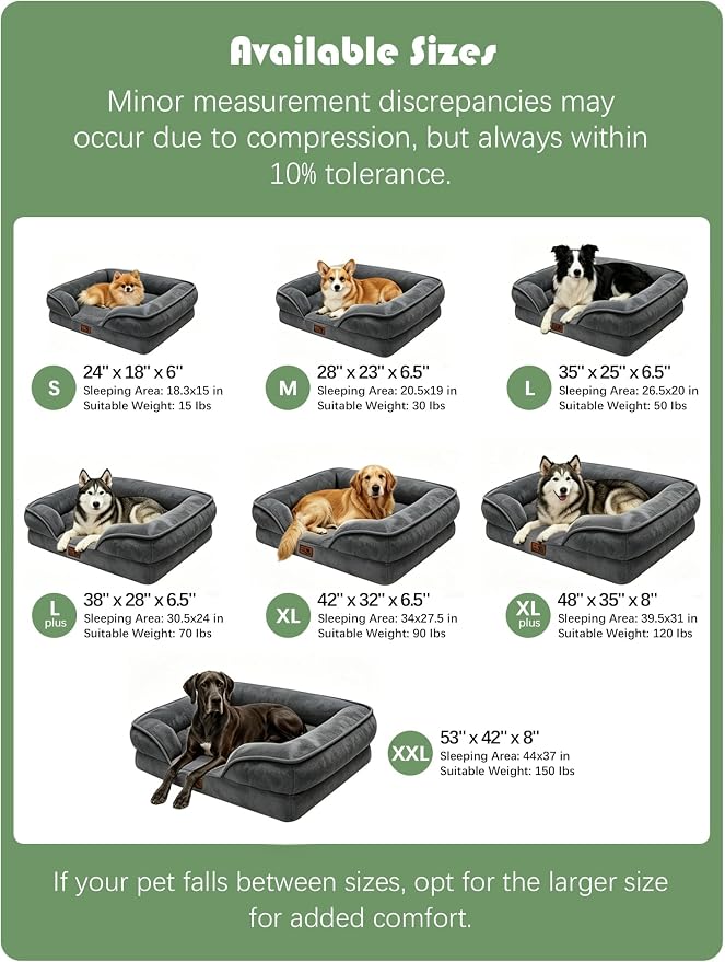 Spotted Play Orthopedic Dog Bed with Sides - Sofa Beds for Small Dogs, Supportive Foam Pet Couch Bed with Washable Removable Cover, Waterproof Lining and Non-Slip Bottom, Dark Grey - S