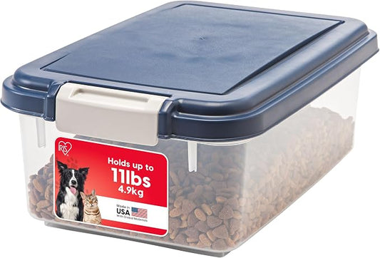 IRIS USA Dog Food Storage Container, Up to 11 lbs, Navy, Made in USA | BPA-Free, Airtight Seal, Best for Cat Food, Bird Seed, Chicken Feed, Pet Toys, Treats, Pellets