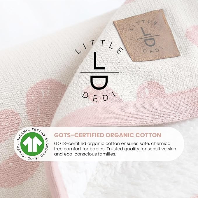 Baby & Pet Blanket 100% Cotton with Sherpa Fleece – Soft Stroller Blanket for Baby, Dog & Cat – Breathable, Hypoallergenic, Washable – 76×96 cm Pink Beige