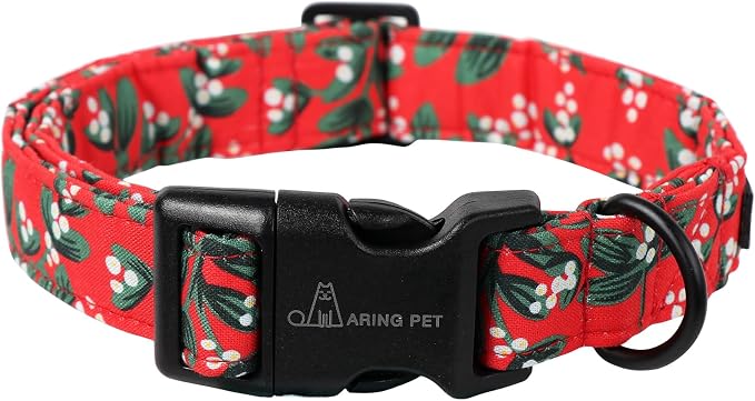 ARING PET Christmas Dog Collar, Cute Red Adjustable Cotton Xmas Pet Collars for Puppy Small Medium Large Boy Girl Dogs-S