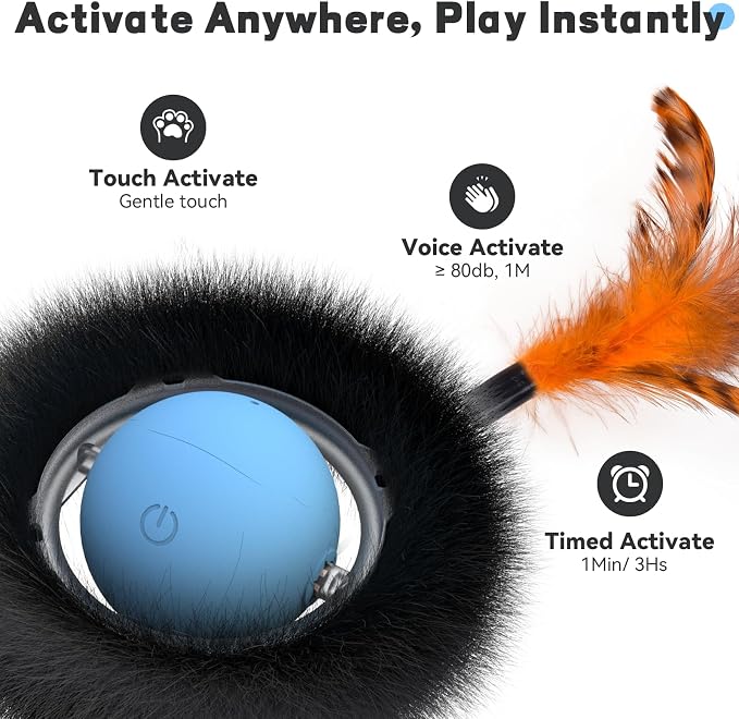 Interactive Cat Toy with Motion Activated Ball & 7-Hole Play Mat, Hide and Seek Exercise Game for Indoor Cats, Automatic Moving Cat Ball in Pouch, Rechargeable Kitten Toys (Starry Night)