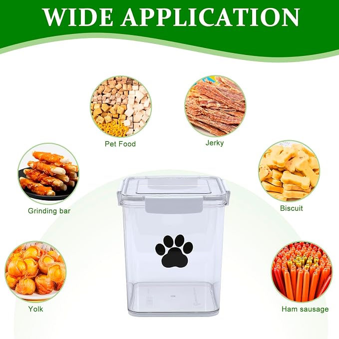 5L Dog Food Storage Container,Airtight Pet Food Storage Containers with Spoon,Plastic Cat Food Container,Dog Treat Container for Pet, Cat, Rabbit,Hamster,Bird Seed - Bright White