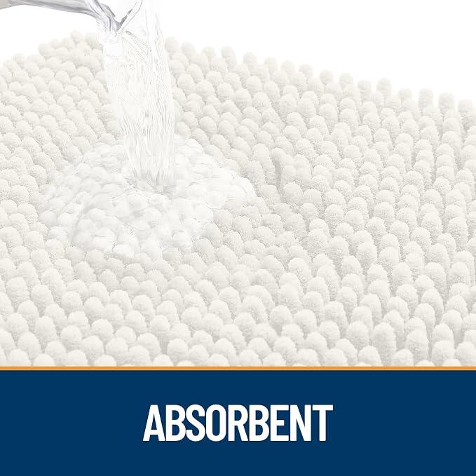 OLANLY Dog Door Mat for Muddy Paws 47x17, Super Absorbent Chenille Mud Mat | Ivory, Absorbs Moisture and Dirt, Non-Slip Machine Washable Doormat, Quick-Drying Indoor Entryway Floor Carpet for Dogs