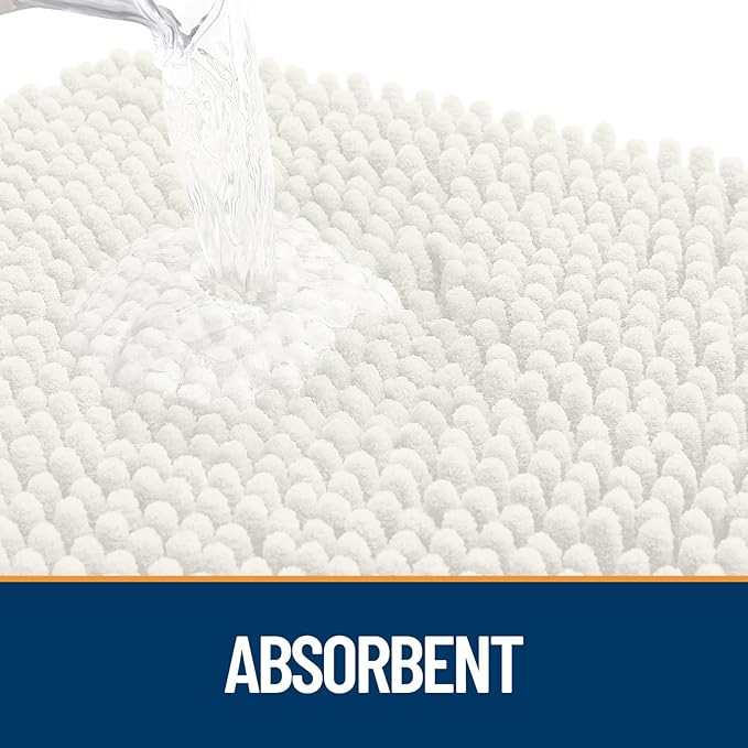 OLANLY Dog Door Mat for Muddy Paws 59x35, Super Absorbent Chenille Mud Mat | Ivory, Absorbs Moisture and Dirt, Non-Slip Machine Washable Doormat, Quick-Drying Indoor Entryway Floor Carpet for Dogs