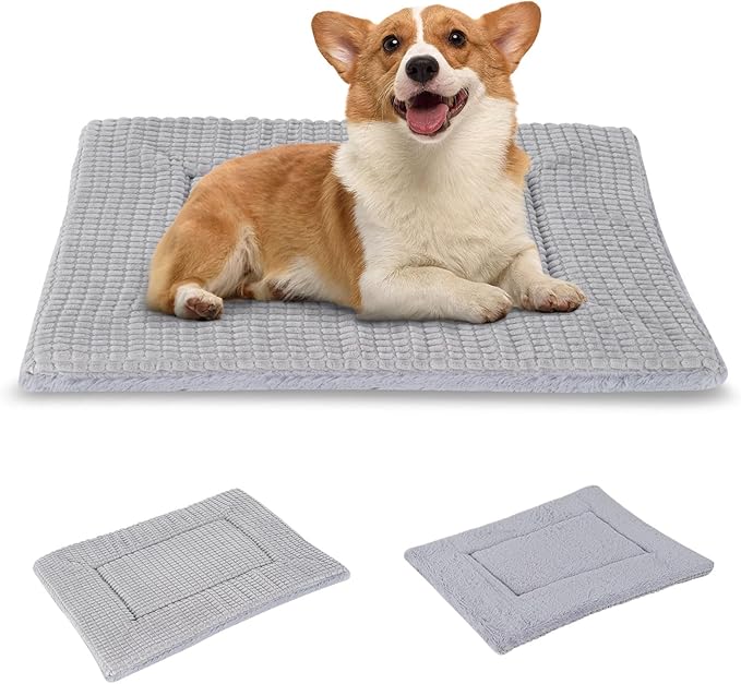 BVAGSS Dog Bed Mat,Reversible Crate Pad, Memory Foam Beds, Soft Warm Pet Cushion for Small Medium Dogs, Washable Pet Sleeping Mattress Kennel Bed Pad XH079 (30''x20''x1.6'',Grey)