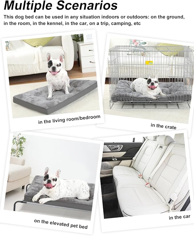 EMSLX Dog Crate Bed for Medium Size Dogs, Washable Pet Bed,29"x18", Grey | Anti-Slip Bottom, Machine Washable for Easy Cleaning, Dog Kennel Pad with Egg Crate Foam for Medium Dogs Sleeping & Relaxing