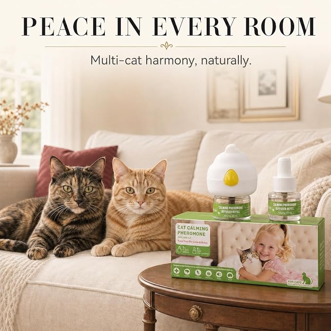 9-Pack Cat Calming Pheromone Diffuser Kit, 3 Diffusers & 6×48mL Refills | 180-Day Long Lasting Calming Supply, Suitable For Household Indoor Multi-Cat Living Environments