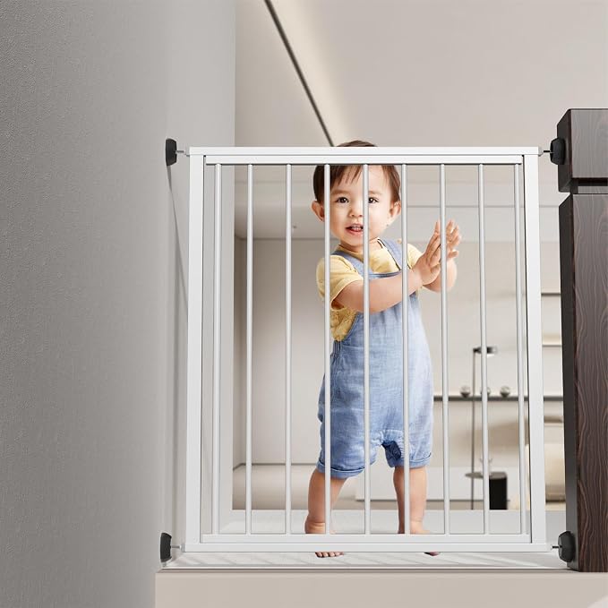 ICERO Baby Gate Wall Protector - Protect Walls & Doorways from Pet & Dog Gates - Pressure Mounted Gates Work on Stairs - Gates Wall Cups - 8 Pack - Black
