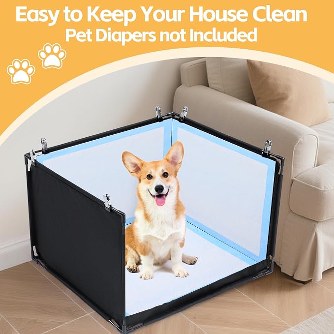 HOMBYS Dog Pee Pad Holder with High Walls, No-Spill Indoor Potty for Large Dogs, Foldable Puppy Litter Box, Patent Pending (25.2" Lx21.3 Wx15.7 H)