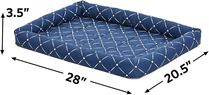 Midwest Homes for Pets 40230-BLD Quiet Time Couture Ashton Bolster Pet Bed, Medium Dog/30, Blue