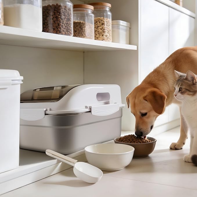 ALL FOR PAWS 304 Stainless Steel Dog Food Container, Cat Food Storage Container with Scoop, Airtight Metal Pet Food Storage Bin to Keep Food Fresh, Mouse Proof Small Storage Bin Fits Up To 11 Lbs