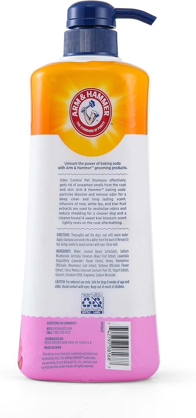 Arm & Hammer Odor Control Dog Shampoo, Value Size with Pump, 24 Fl Oz | Baking soda enhanced, pH-balanced formula, pump dispenser included, gentle for dogs and puppies daily