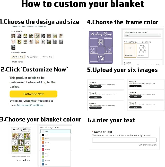 Artsadd Custom Memorial Blanket with Photos and Name-in Loving Memory Gifts Personalized for Loved Ones Lost-Remembrance Blankets for Dogs Cats Pets Lover-White