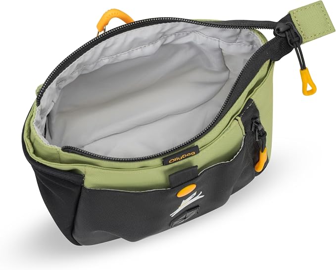 Backcountry Day Bag | Dog Training Treat Pouch | Eco-Friendly Recycled Fabric Fanny Pack with Zipper Closure, Built-in Poop Bag Dispenser & Adjustable Waist Belt (Palm)