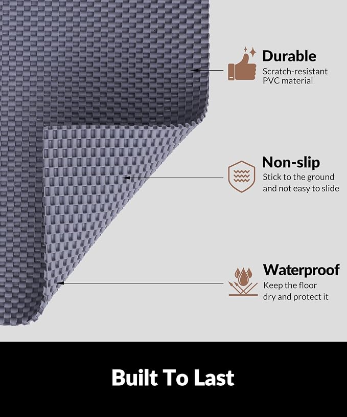 Cooyes Cat Litter Mat - Cut to Fit Any Place, 40"x28" Large Litter Trapping Mat for Litter Box, Easy to Clean, Waterproof & Non-Slip Kitty Pad, Scatter Control to Protect The Floor (Grey)
