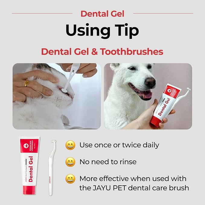 JAYU PET Dental Gel - Dog Cat Toothpaste, Removing Plaque and Tartar, Teeth Cleaning & Breath Freshener, Puppy Kitten Dental Care with Vet Approved (2.8 Ounce)