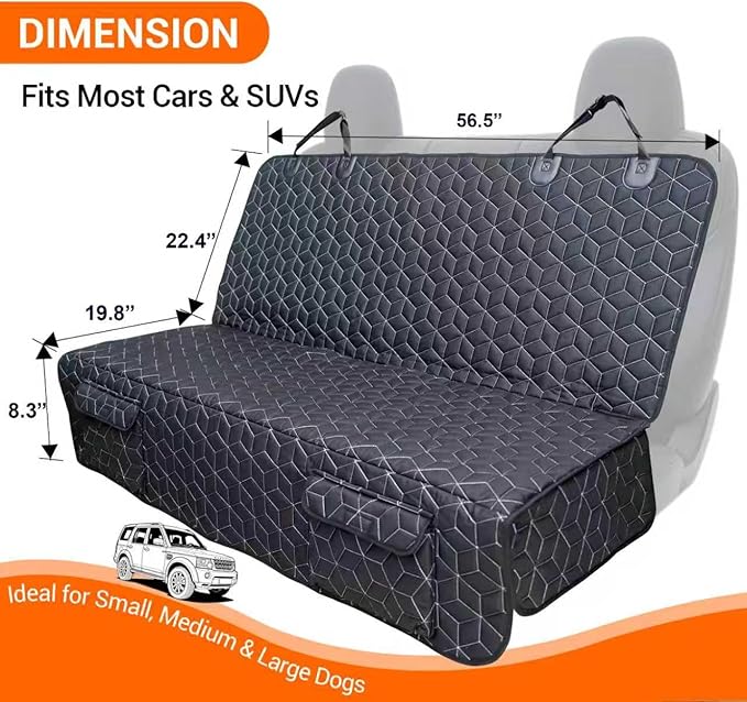 Meginc Dog Car Seat Cover for Back Seat, Waterproof Non-Slip Bench Protector for Dogs & Kids, Durable 600D Scratch Proof Seat Cover for Hair, Scratches, Travel and Daily Use in Full Size SUVs
