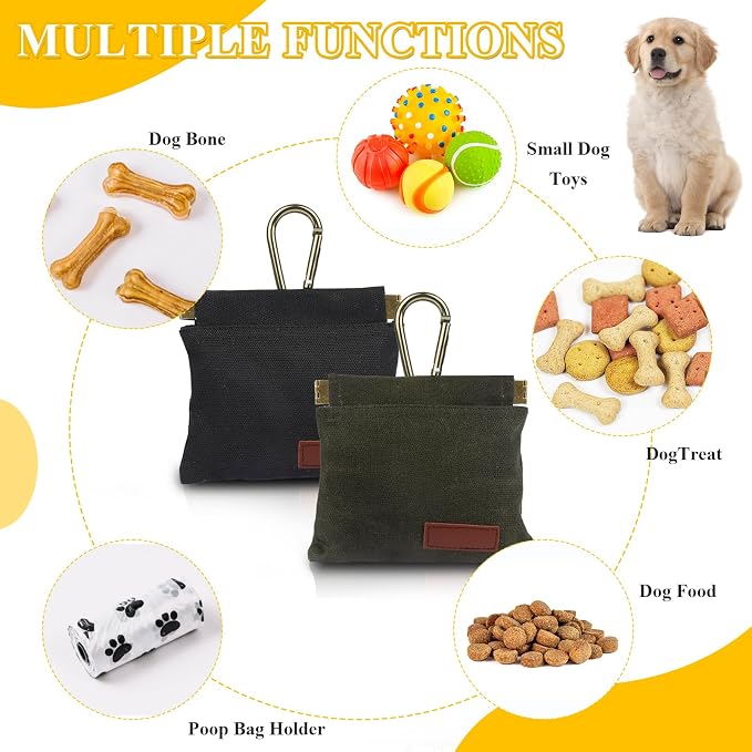 2Pcs Hands Free Dog Treat Pouches for Training, Walking and Outdoor Use | Dog Treat Bag with Carabiner, Hands Free, Auto Closing Pet Treat Pouch for Training,Walking, Hiking