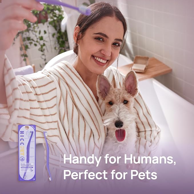 HICC PET Toothbrush for Dogs & Large Cats, Ergonomic Pet Toothbrush for Easy Teeth Cleaning,Gentle on Gums, Cat & Dog Oral Care – Toothpaste Not Included