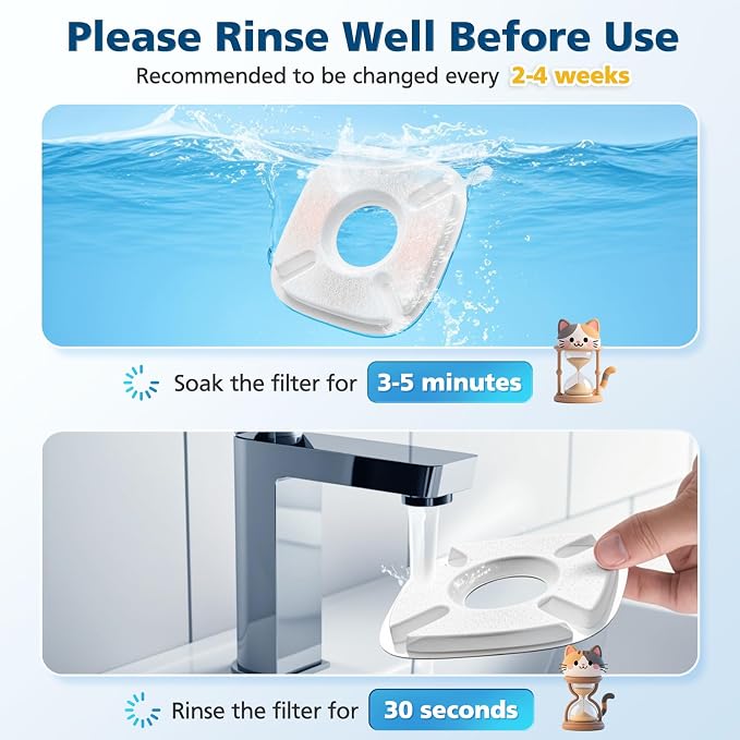 16 Pcs Cat Water Fountain Filters for Veken 95oz/2.8L, 67oz, 135oz Dog Water Fountain Automatic Pet Fountain Dog Water Dispenser 8 Pcs Pet Fountain Filter Replacement & 8 Pcs Pre-Filter Sponges