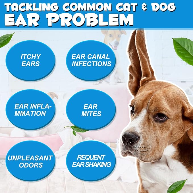 Ear Mite Treatment for Dog & Cat, Fast-Acting Itch Relief & Cleaner, 0.75oz | Vet-Recommended Formula with Soothing Aloe Vera, Cleaner on Contact & Soothes Itching, Gentle Ear Cleaning Solution