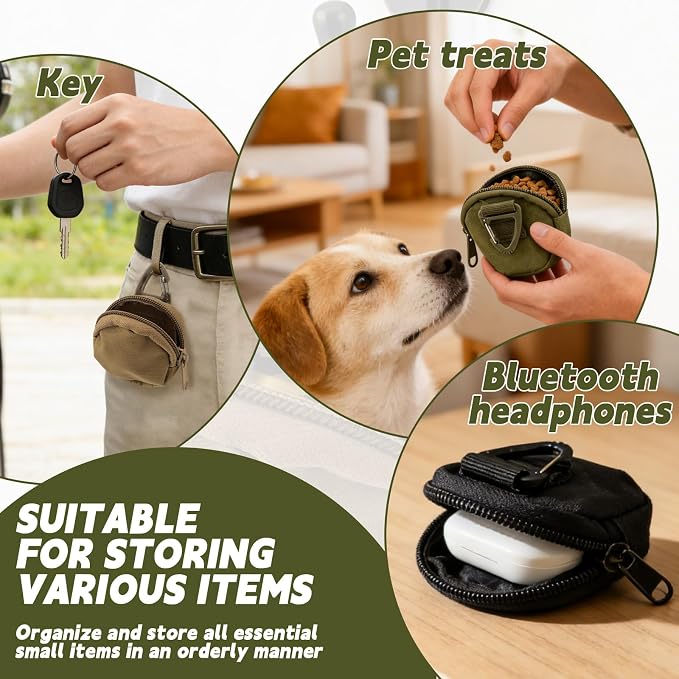 Yitexin 3 Pieces Waterproof Dog Training Treat Pouch with Clip & Zipper, Pocket Sized Dog Treat Bag, Portable Puppy Bait Reward Pouch for Pet Leash Walking Traveling Indoor Outdoor Use (3pcs)