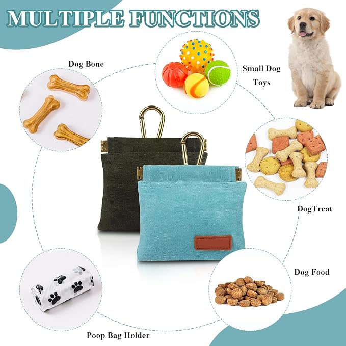 2Pcs Hands Free Dog Treat Pouches for Training, Walking and Outdoor Use | Dog Treat Bag with Carabiner, Hands Free, Auto Closing Pet Treat Pouch for Training,Walking, Hiking
