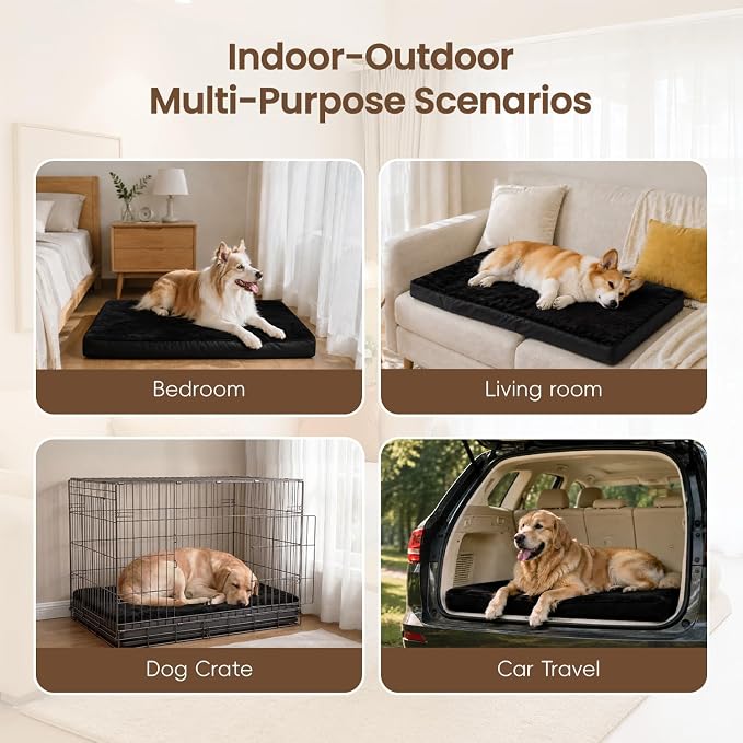 NUPIDA Waterproof Large Dog Bed for Crate with Washable Cover, 35x22, Black | TPU Waterproof Layer, Easy Clean Cover, Soft Plush Surface, Durable Oxford Fabric, Non-Slip Bottom, For Large Breeds ≤50lbs