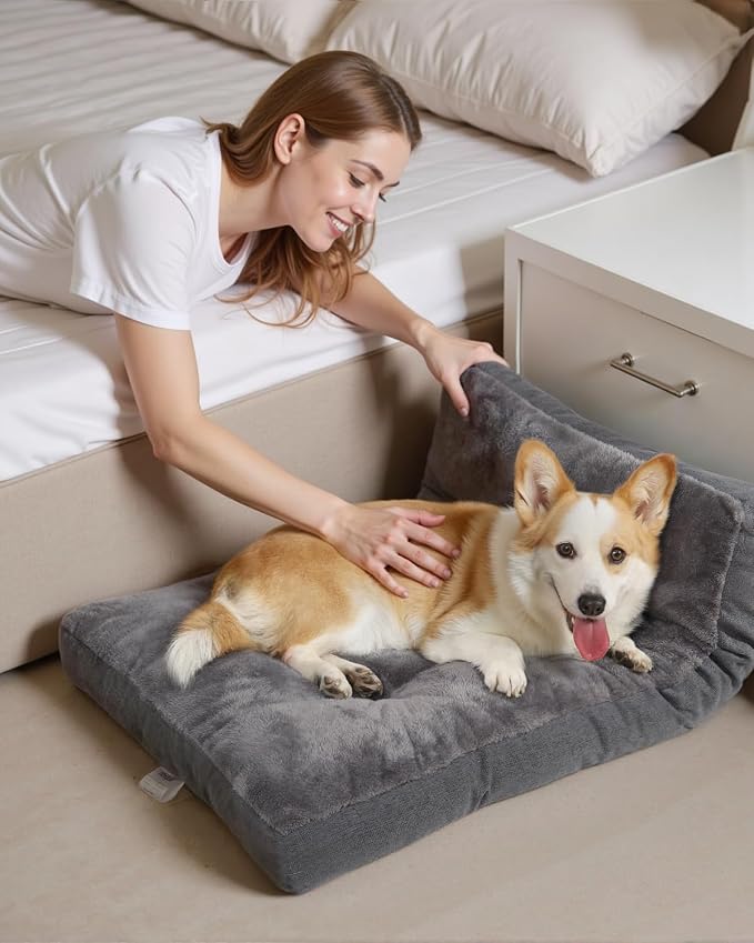NUPIDA Dog Bed for Crate for Large Dog, Machine Washable Bed XL Crate Plush Pet Kennel Pad with Non-Slip Bottom, Pet Sleeping Mat, 41x27 inch, Dark Gray