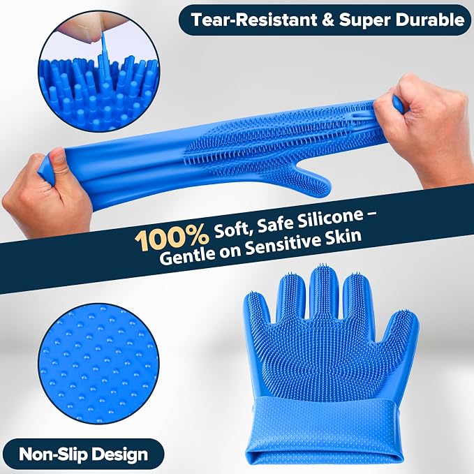 6PCS Grooming & Bath Supplies for Dogs, Cats | Dog Washing Gloves | Dog Bath Brush | Dog Shower Brush | Pet Grooming Gloves | Dog Grooming kit | Pet Supplies for Showerhead & Sprayer (Navy Blue)