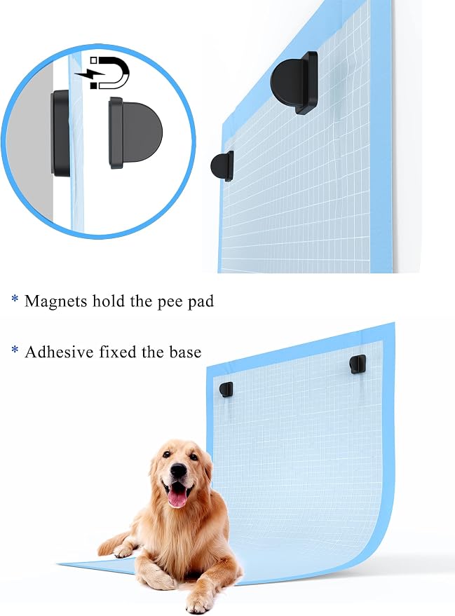Pee Pad Holder for Dogs Potty Training Pad Magnetic Wall Holder for Leg-Lifting Dogs & Marking in The House Compatible with Any Size of Puppy Pee Pads (Black)