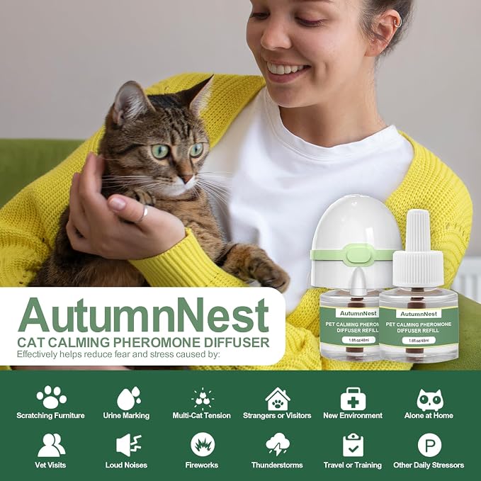 6-in-1 Cat Calming Pheromone Diffuser Kit, 120 Days Support | Cat Calming Diffuser for Anxiety Relief, Aggression, Scratching, Urine Marking, Fighting, Meowing, Hiding, Safe for All Cats