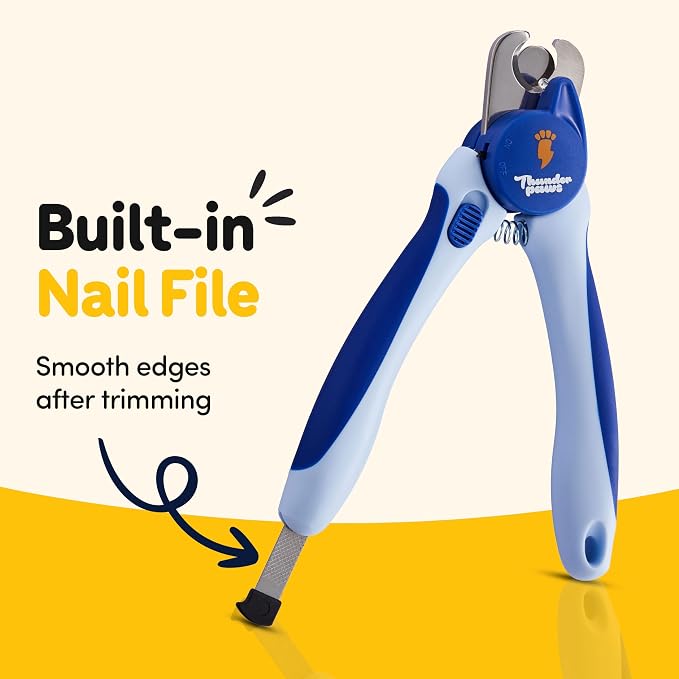 LED Dog Nail Clippers with Light Illumination, Trimmers with Protective Guard, Safety Lock and Nail File - Suitable for Large and Small Dogs & Cats (Blue)