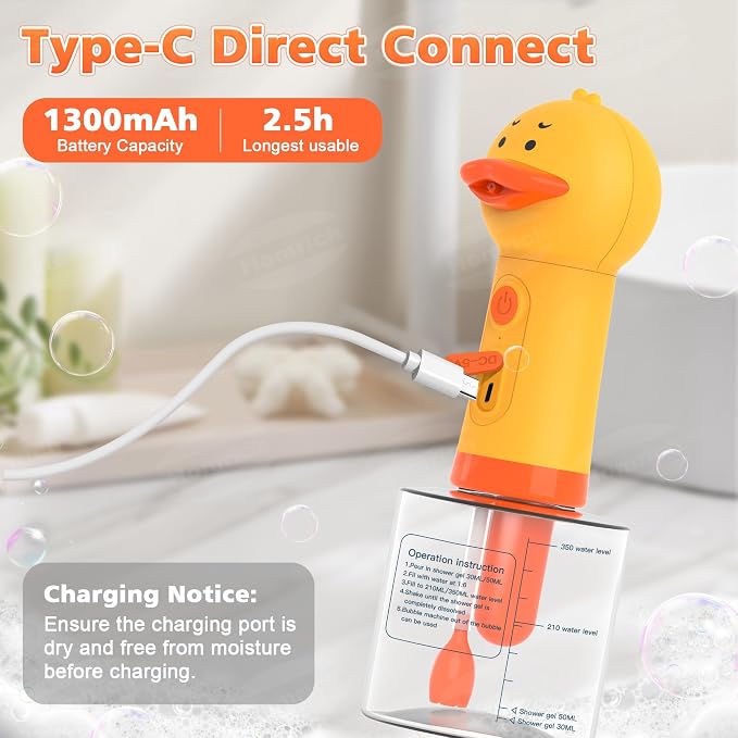 Homrich Electric Dog Soap Dispenser, Automatic Dog Cleaning Foam Machine, Dog Shampoo Sprayer with Brush for Dog and Cat Bathing, Shampoo Foamer for Pet Bathing, Bathroom, Kitchen Sink