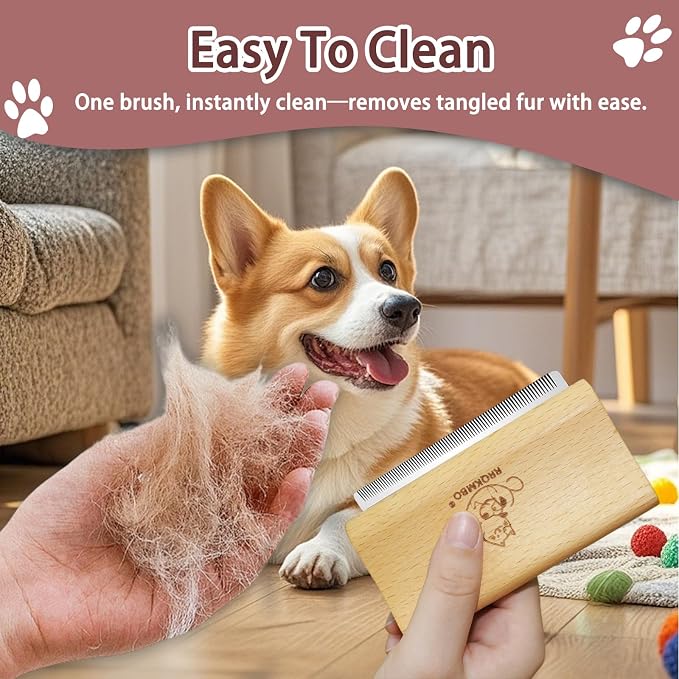 Premium Deshedding Dog Brush,Pet Deshedding Brush,Professional Cat Deshedding Brush for Grooming,Wooden Pet Grooming Combs for Short and Long Hair,Deshedder Shedding Tool.