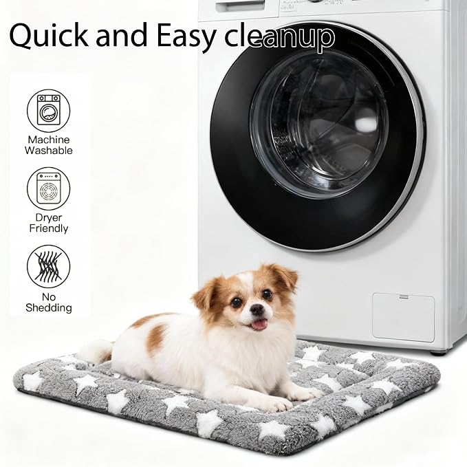 Dog Bed Mat, Reversible Crate Pad, Machine Washable for Small Dogs | Ultra soft plush, dual-sided cool/warm, machine washable kennel mat for small dogs, cute travel bed