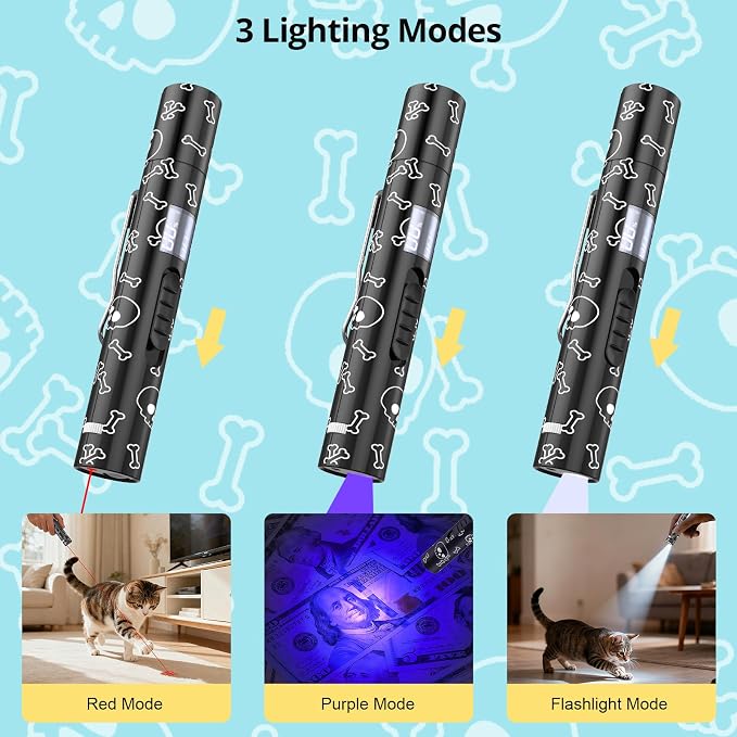 Waputne Cat Toy for Indoor Cats, Battery Level Display Screen, USB Rechargeable Kitten Toys with 7 Adjustable Patterns, Interactive Chase Toys for Indoor Cats & Dogs, Training & Exercise Fun（1 pcs）