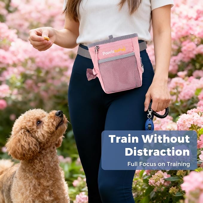 Dog Treat Pouch for Pet Training, One-Hand Magnetic Closure, Hands-Free Treat Bag with Silicone Liner, No Mess No Smell