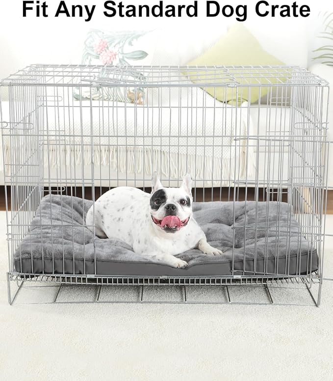 EMSLX Dog Crate Bed for Medium Size Dogs, Washable Pet Bed,29"x18", Grey | Anti-Slip Bottom, Machine Washable for Easy Cleaning, Dog Kennel Pad with Egg Crate Foam for Medium Dogs Sleeping & Relaxing