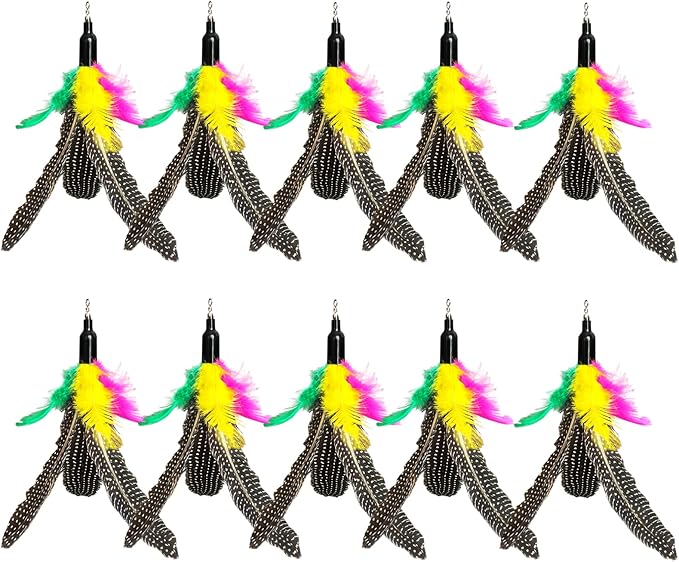 AcceLeah Cat Toy Replacement Feathers Cat Toy Wand Refills, Natural Bird Feathers Refill, Cat Feather Toy Replacement for Cat Wand (10Pcs (Taupe))
