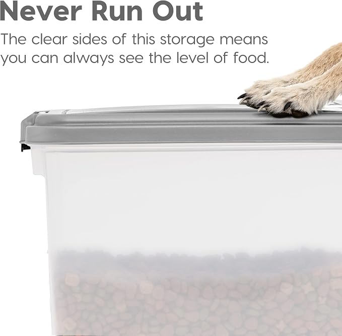 IRIS USA Dog Food Storage Container, Up to 30+11 lbs, Gray/Dark Gray | Made in the USA, Includes 2-Cup Scoop & Wheels, Airtight Seal, BPA-Free, Bird Seed, Cat food, Cat Litter, Treats, Toys