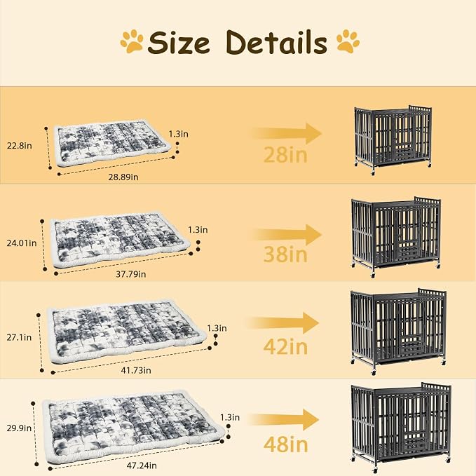 Washable Dog Bed Mat, Upgraded Non-Slip Durable Dog Bed, Soft and Comfortable, Machine Washable Luxury Kennel Pad, Design Kennel Beds Mats for Large Medium Small Pets, 28" x 22"