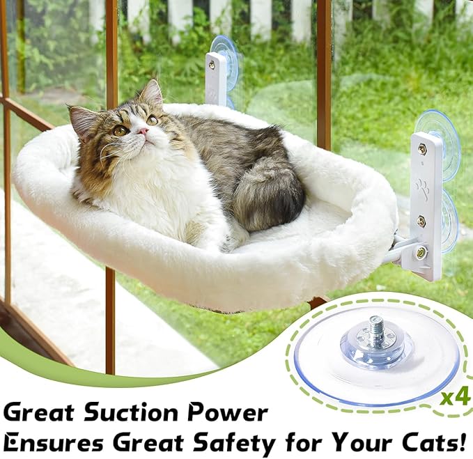 AMOSIJOY 4 Pack Cat Window Perch Strong Replacement Suction Cups with Screw | Extra Strong Adhesive, Reusable and Removable, Suitable for Cordless & Foldable Cat window perch