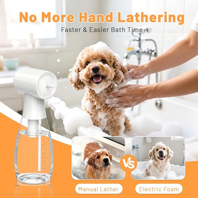 650ml Electric Dog Foam Sprayer for Small and Medium Pets | 650ml large capacity,electric foaming,rich dense foam,shampoo dispenser,for small and medium dogs and cats,easy pet bathing