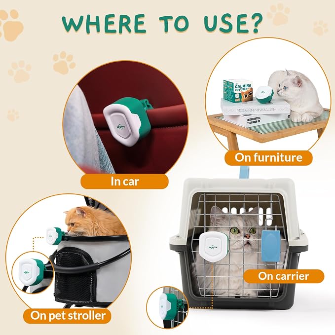 Cat Calming Gel Diffuser for Travel – Pheromone Diffuser for Cats & Kittens to Reduce Anxiety and Stress-Related Behaviors, No Electricity Needed, Long-Lasting Enhanced Calming Aid (1 Pack)