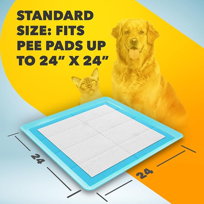 TidyFriend 2 Pack Dog Pee Pad Holder - Fits Up to 24” x 24” Pee Pad Holder for Dogs - Stable Grip, Soft Edges, Quick Wipe Silicone Surface Dog Pad Holder for Indoor Flooring Protection (Sky Blue)