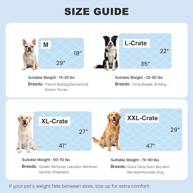 ZOMISIA Cooling Mat for Large Dogs, Q-Max>0.5 Thin Breathable Cold Crate Pad for Pet, Portable Washable Kennel Bed for Summer Active Dog with Chill Cool Soothing Fabric to Rapid Cooling, 35x22, Blue