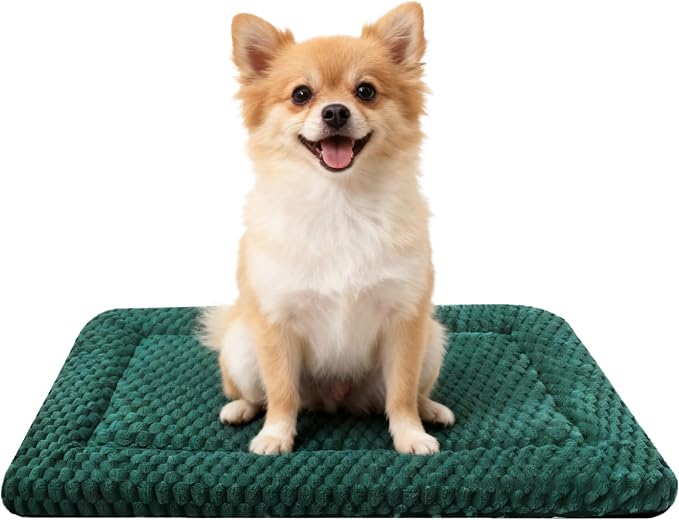 Dog Bed Mat - Dog Crate Pad - Reversible Mat for Pet Comfort - Soft Bed Crate Pads for All Seasons - Durable, Machine Washable Mat for Crates, Travel, and Home (Dark Green, 24" L*18" W*1.5" Th)