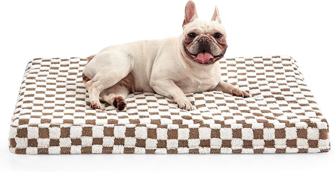 JOEJOY Dog Bed for Medium Dogs, Large Orthopedic Dog Bed with Removable Washable Cover, Cute Modern Plush & Memory Egg Crate Foam Dog Bed, 30 x 20 inch, Brown